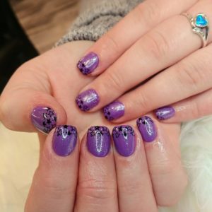 Purple Nails with Starry French Design