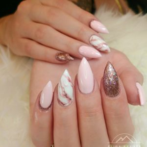 Pink Marble Nail Extensions