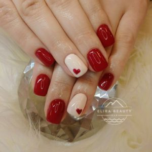 Red Nails with Hearts