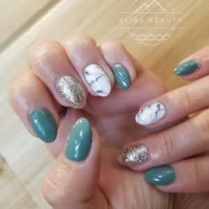 Marble Nails with Sparkles