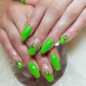 Green Flame Nails