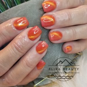 Orange Cateye Nails